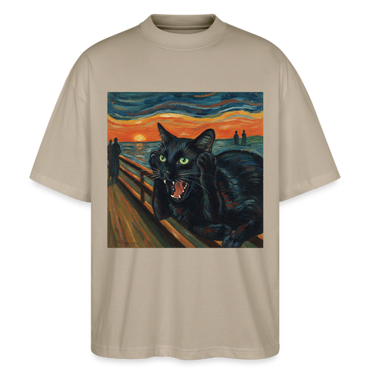 Der Schrei… aber die Katze hat’s zuerst gemerkt | Stanley/Stella Oversized Unisex Bio T-Shirt Blaster - Steingrau