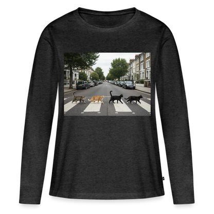 The Purrfect Crossing – Wir waren vor der Band da | Frauen Premium Bio Langarmshirt - Anthrazit meliert