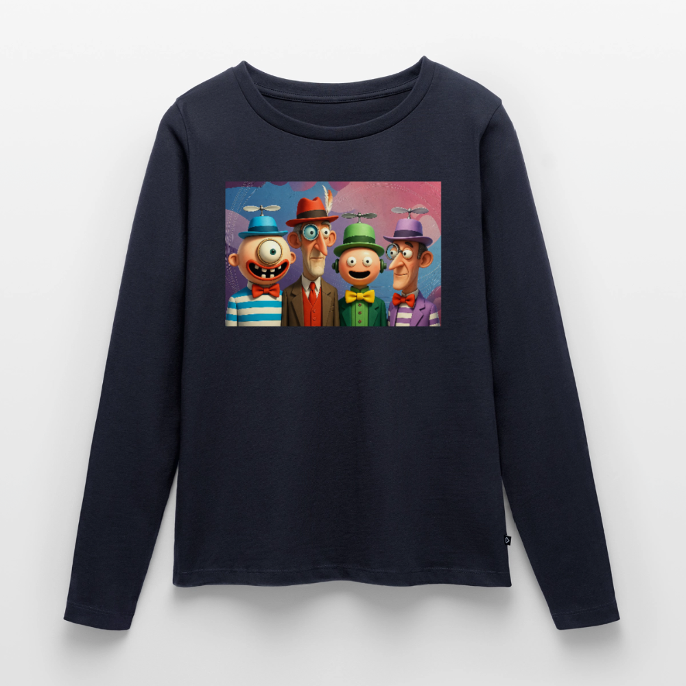 Gedankenkreise auf Hochtouren | Frauen Premium Bio Langarmshirt - Navy