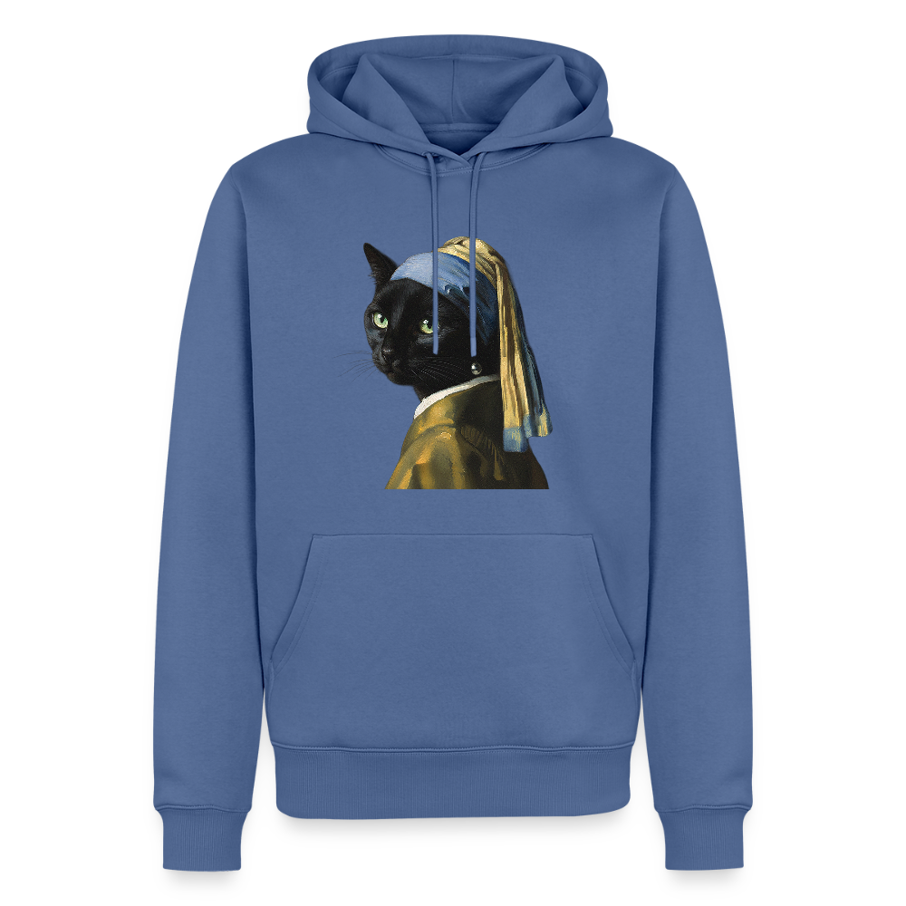 Das Mädchen mit dem Perlenohrring… aber es ist eine Katze | Männer Premium Hoodie - Taubenblau