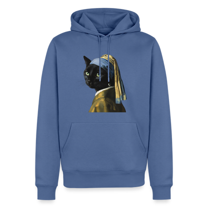 Das Mädchen mit dem Perlenohrring… aber es ist eine Katze | Männer Premium Hoodie - Taubenblau