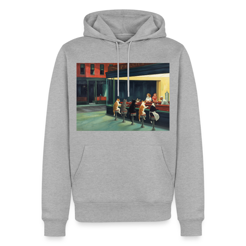 Wenn Hopper Katzen gemalt hätte | Männer Premium Hoodie - Grau meliert