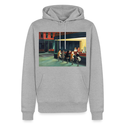 Wenn Hopper Katzen gemalt hätte | Männer Premium Hoodie - Grau meliert
