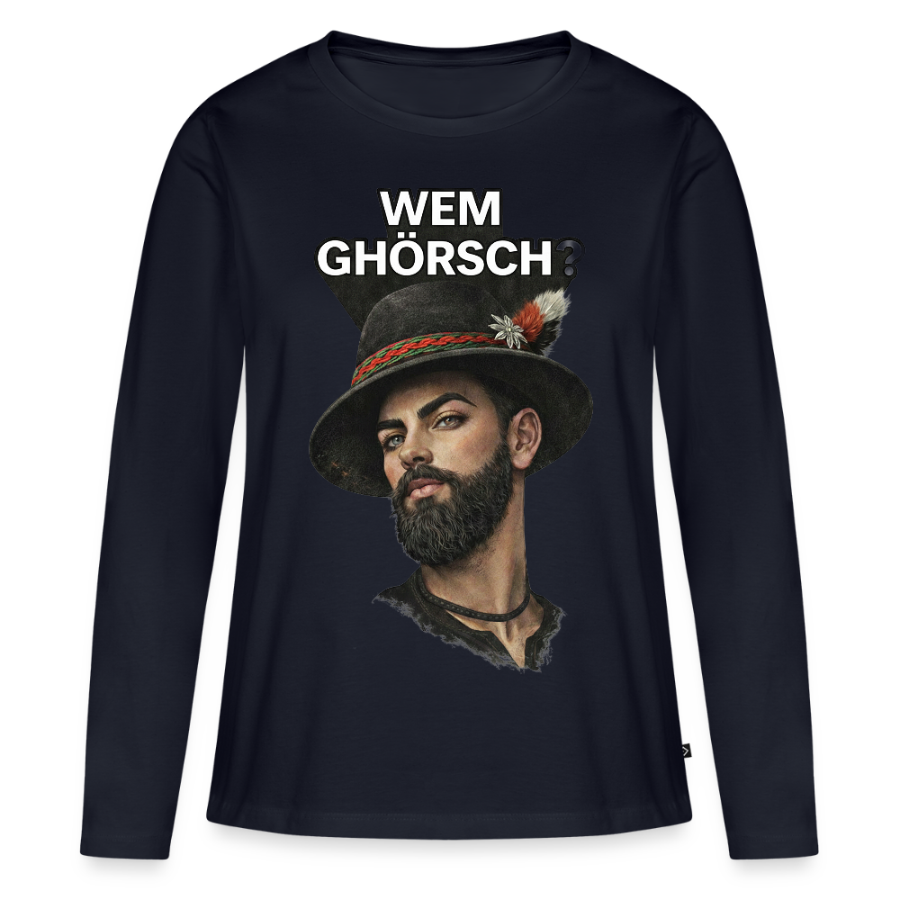 Wem ghörsch? – Alemannische Klärung | Frauen Premium Bio Langarmshirt - Navy