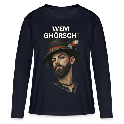 Wem ghörsch? – Alemannische Klärung | Frauen Premium Bio Langarmshirt - Navy