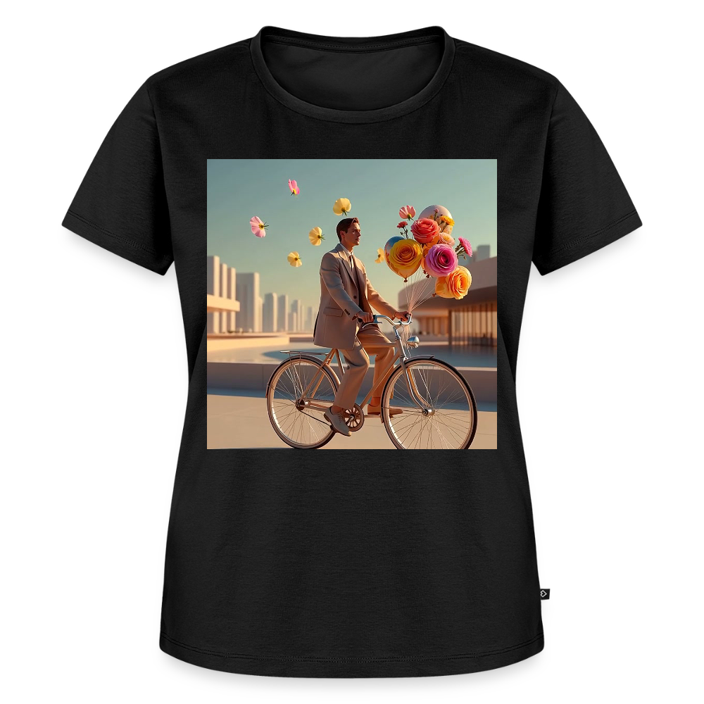 Fahrt ins Ungewisse (mit Blumen) | Frauen Premium T-Shirt - Schwarz