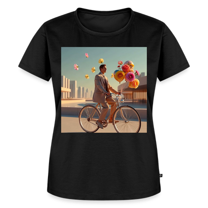 Fahrt ins Ungewisse (mit Blumen) | Frauen Premium T-Shirt - Schwarz