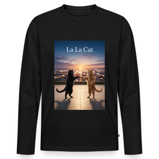 La La Cat – Tanz über den Dächern | Männer Premium Bio Langarmshirt - Schwarz