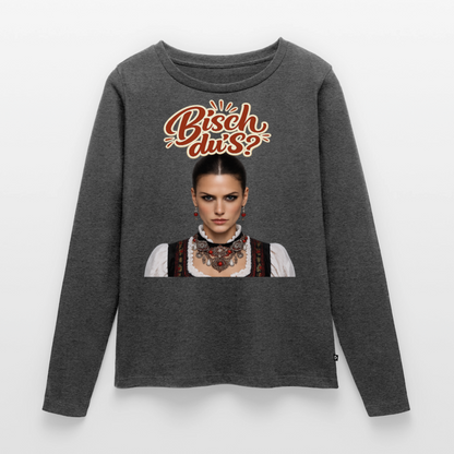 Schwarzwaldstolz – Sie weiß, wer sie isch | Frauen Premium Bio Langarmshirt - Anthrazit meliert