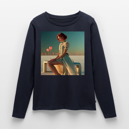 Leise Gedanken bei lauter Farben | Frauen Premium Bio Langarmshirt - Navy