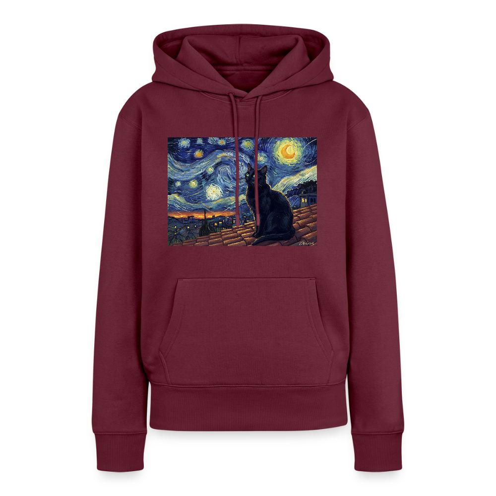 Sternennacht… aber die Katze denkt nach | Frauen Premium Hoodie - Burgunderrot
