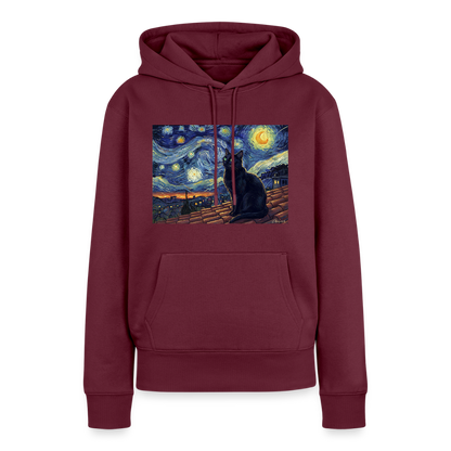 Sternennacht… aber die Katze denkt nach | Frauen Premium Hoodie - Burgunderrot