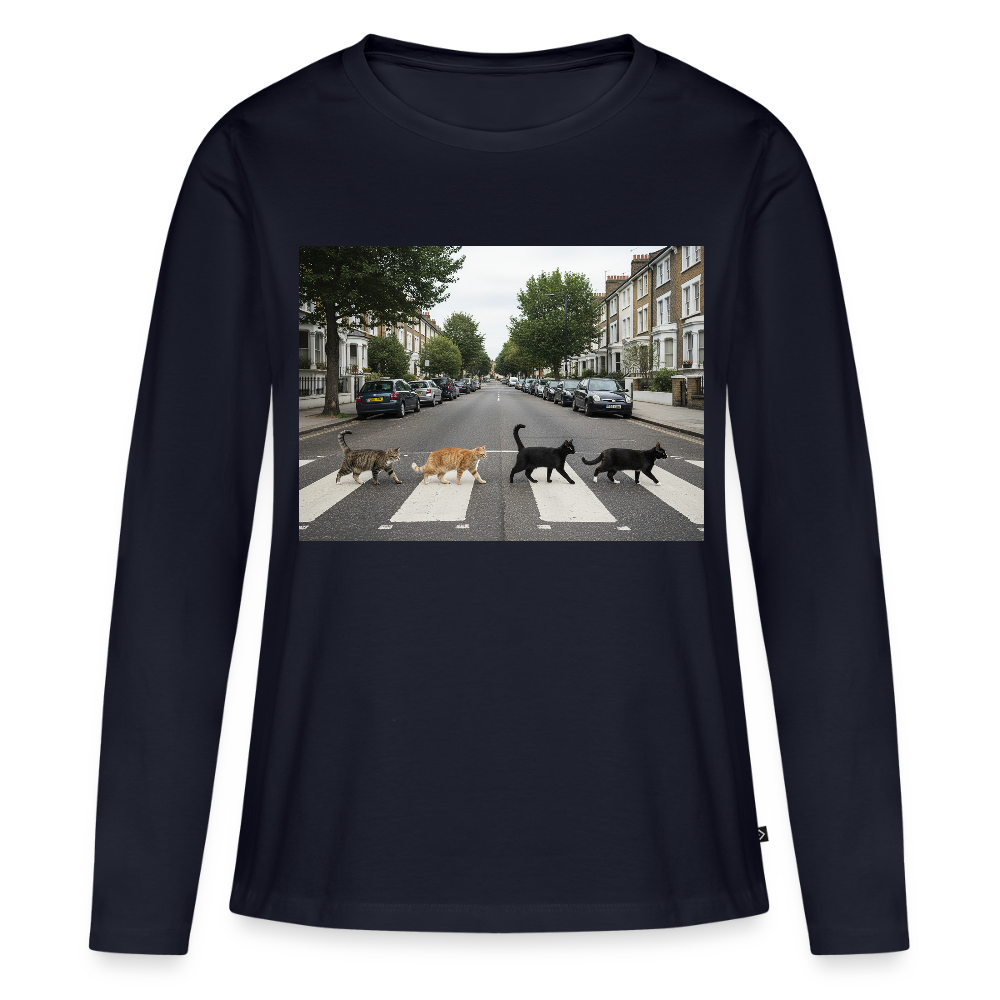 The Purrfect Crossing – Wir waren vor der Band da | Frauen Premium Bio Langarmshirt - Navy