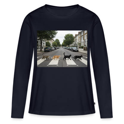 The Purrfect Crossing – Wir waren vor der Band da | Frauen Premium Bio Langarmshirt - Navy