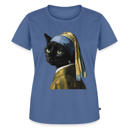 Das Mädchen mit dem Perlenohrring… aber es ist eine Katze | Frauen Premium T-Shirt - Taubenblau