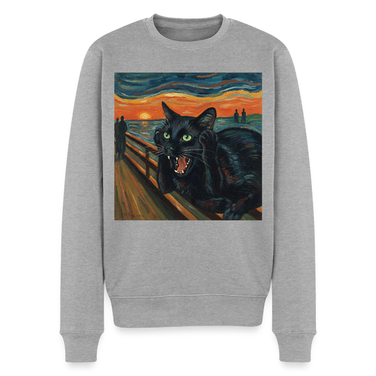 Der Schrei… aber die Katze hat’s zuerst gemerkt |  Männer Premium Pullover - Grau meliert