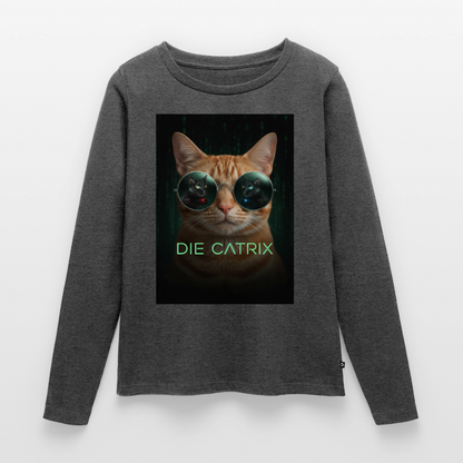 Die Catrix – Krümel erwacht | Frauen Premium Bio Langarmshirt - Anthrazit meliert