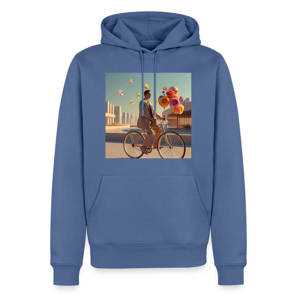 Fahrt ins Ungewisse (mit Blumen) | Männer Premium Hoodie - Taubenblau