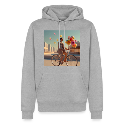 Fahrt ins Ungewisse (mit Blumen) | Männer Premium Hoodie - Grau meliert