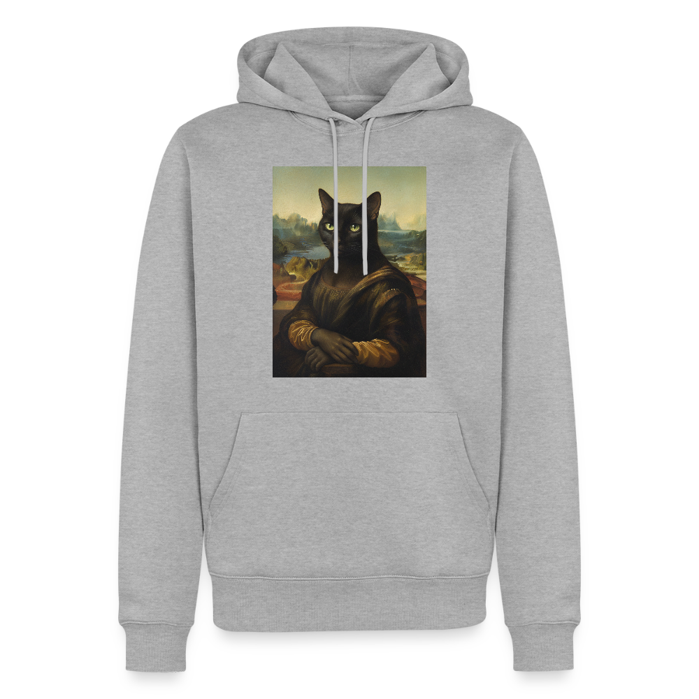 Mona Lisa… aber es ist eine Katze | Männer Premium Hoodie - Grau meliert