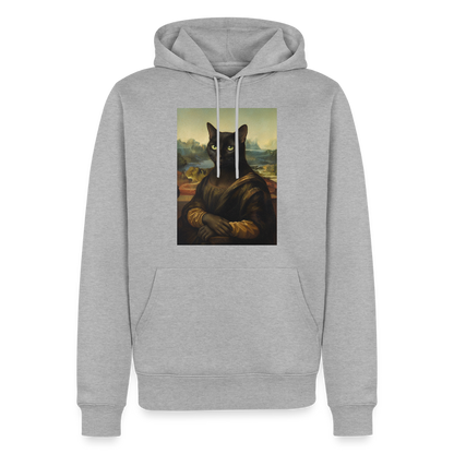 Mona Lisa… aber es ist eine Katze | Männer Premium Hoodie - Grau meliert
