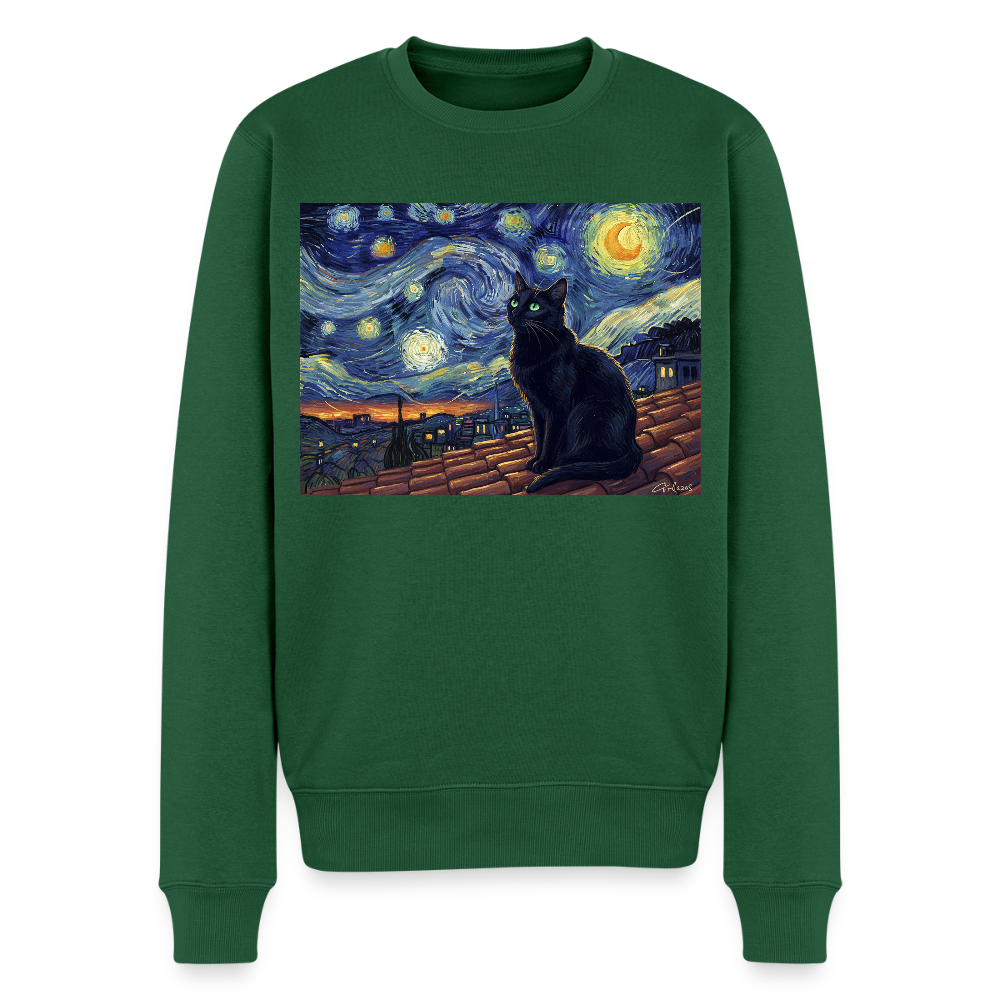 Sternennacht… aber die Katze denkt nach |  Männer Premium Pullover - Flaschengrün