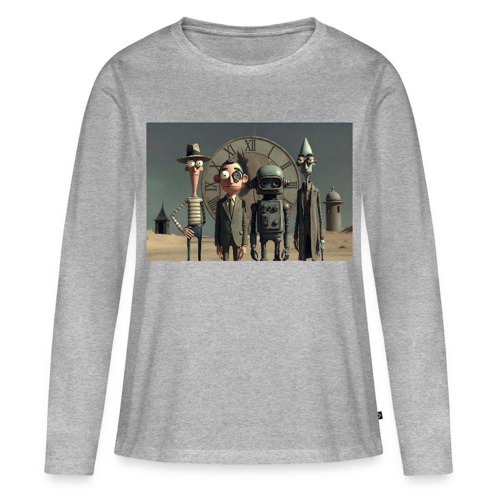 Pünktlich zu spät – Die seltsame Gesellschaft | Frauen Premium Bio Langarmshirt - Grau meliert