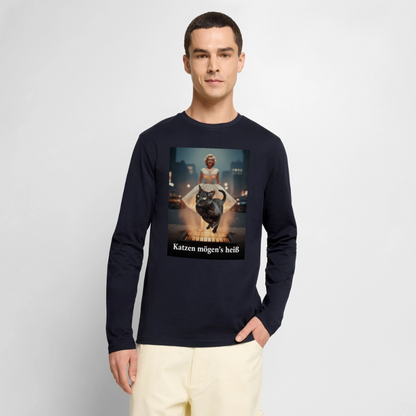 Katzen mögen’s heiß | Männer Premium Bio Langarmshirt - Navy
