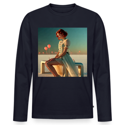 Leise Gedanken bei lauter Farben | Männer Premium Bio Langarmshirt - Navy