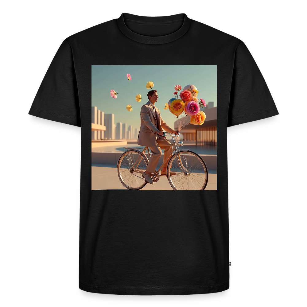 Fahrt ins Ungewisse (mit Blumen) | Männer Premium T-Shirt - Schwarz