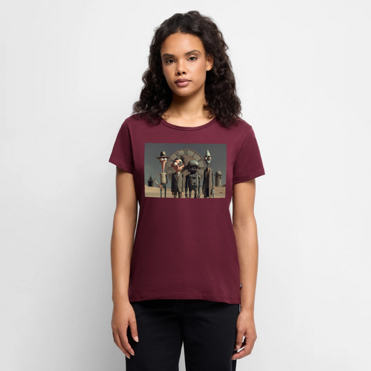 Pünktlich zu spät – Die seltsame Gesellschaft | Frauen Premium T-Shirt - Burgunderrot