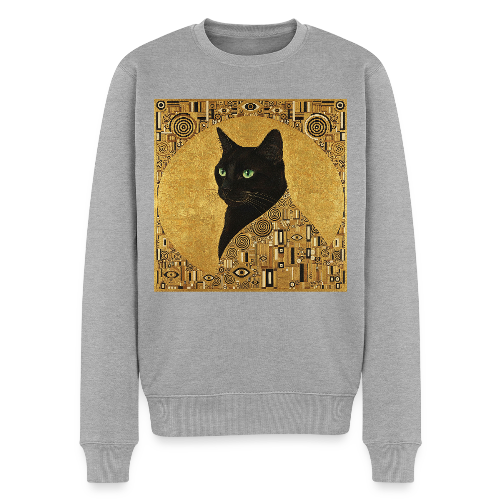 Adele… aber sie schnurrt – Goldene Katze à la Klimt |  Männer Premium Pullover - Grau meliert