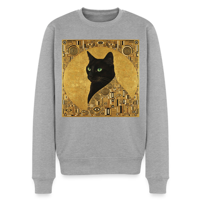 Adele… aber sie schnurrt – Goldene Katze à la Klimt |  Männer Premium Pullover - Grau meliert