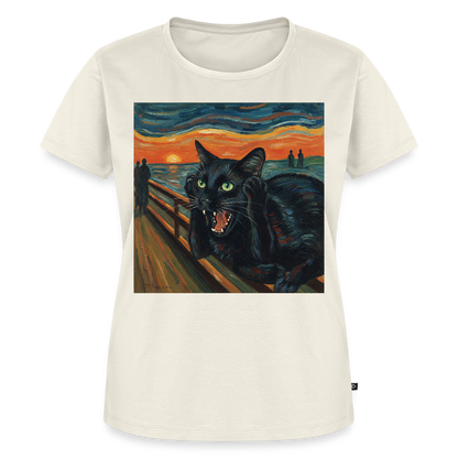 Der Schrei… aber die Katze hat’s zuerst gemerkt | Frauen Premium T-Shirt - Naturweiß