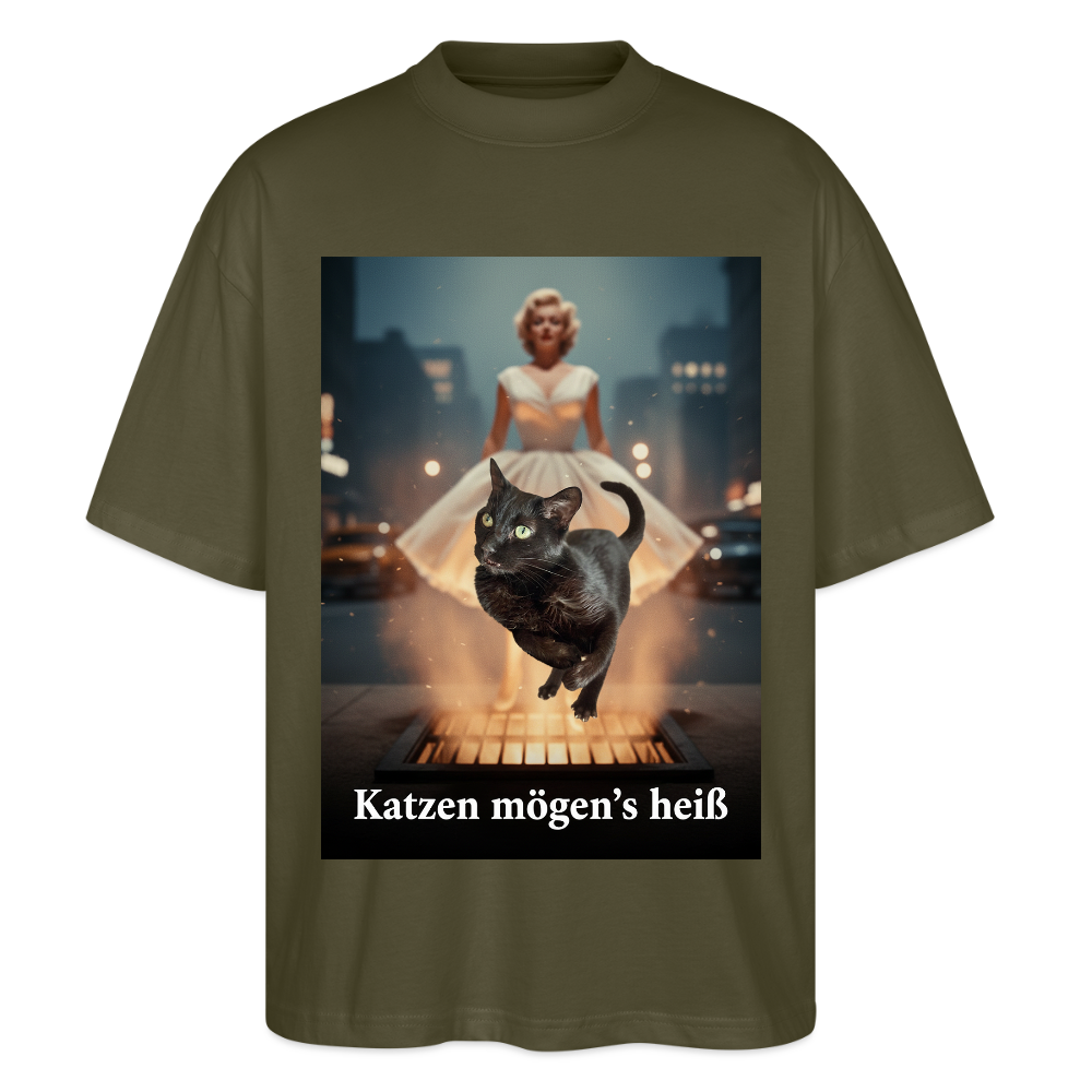Katzen mögen’s heiß | Stanley/Stella Oversized Unisex Bio T-Shirt Blaster - Khaki