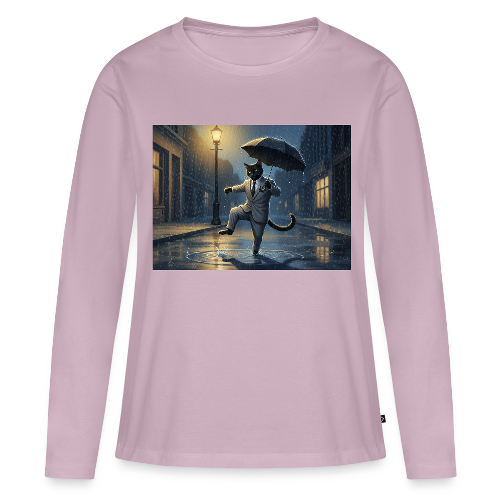 Krümel tanzt im Regen | Frauen Premium Bio Langarmshirt - Altrosa