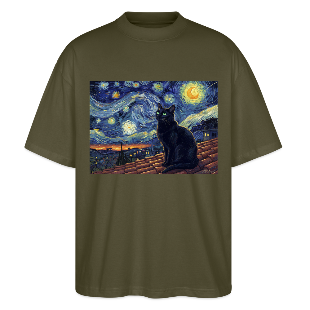 Sternennacht… aber die Katze denkt nach | Stanley/Stella Oversized Unisex Bio T-Shirt Blaster - Khaki