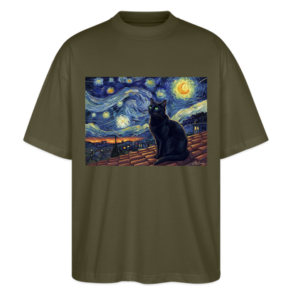 Sternennacht… aber die Katze denkt nach | Stanley/Stella Oversized Unisex Bio T-Shirt Blaster - Khaki