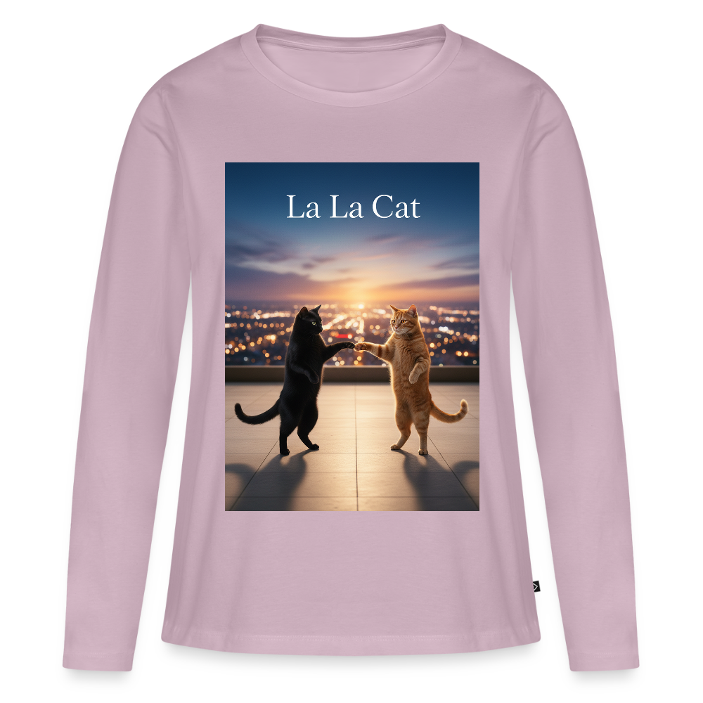 La La Cat – Tanz über den Dächern | Frauen Premium Bio Langarmshirt - Altrosa
