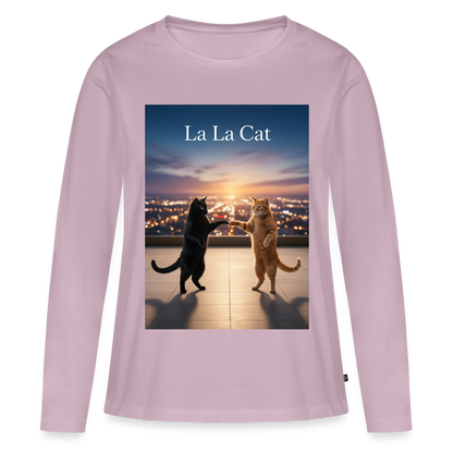 La La Cat – Tanz über den Dächern | Frauen Premium Bio Langarmshirt - Altrosa