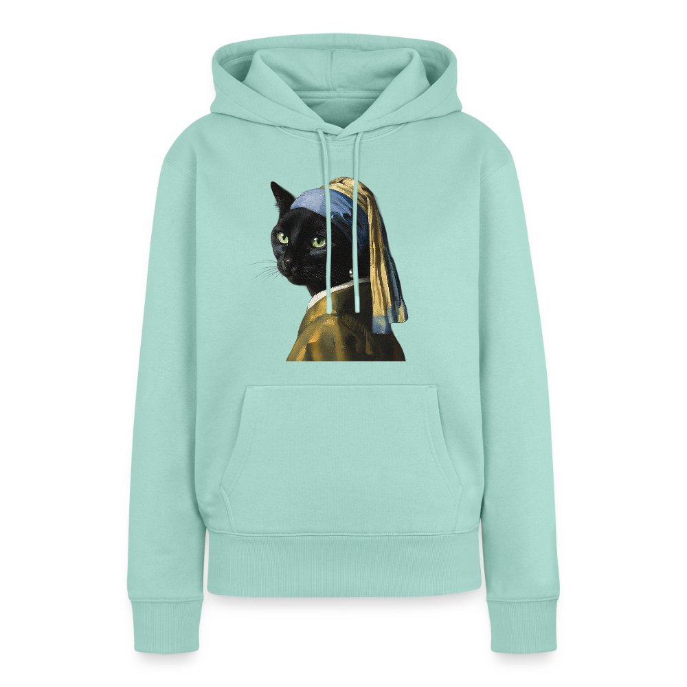 Das Mädchen mit dem Perlenohrring… aber es ist eine Katze | Frauen Premium Hoodie - Mint 