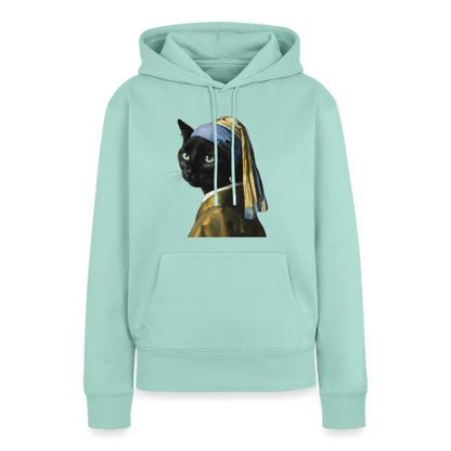 Das Mädchen mit dem Perlenohrring… aber es ist eine Katze | Frauen Premium Hoodie - Mint 