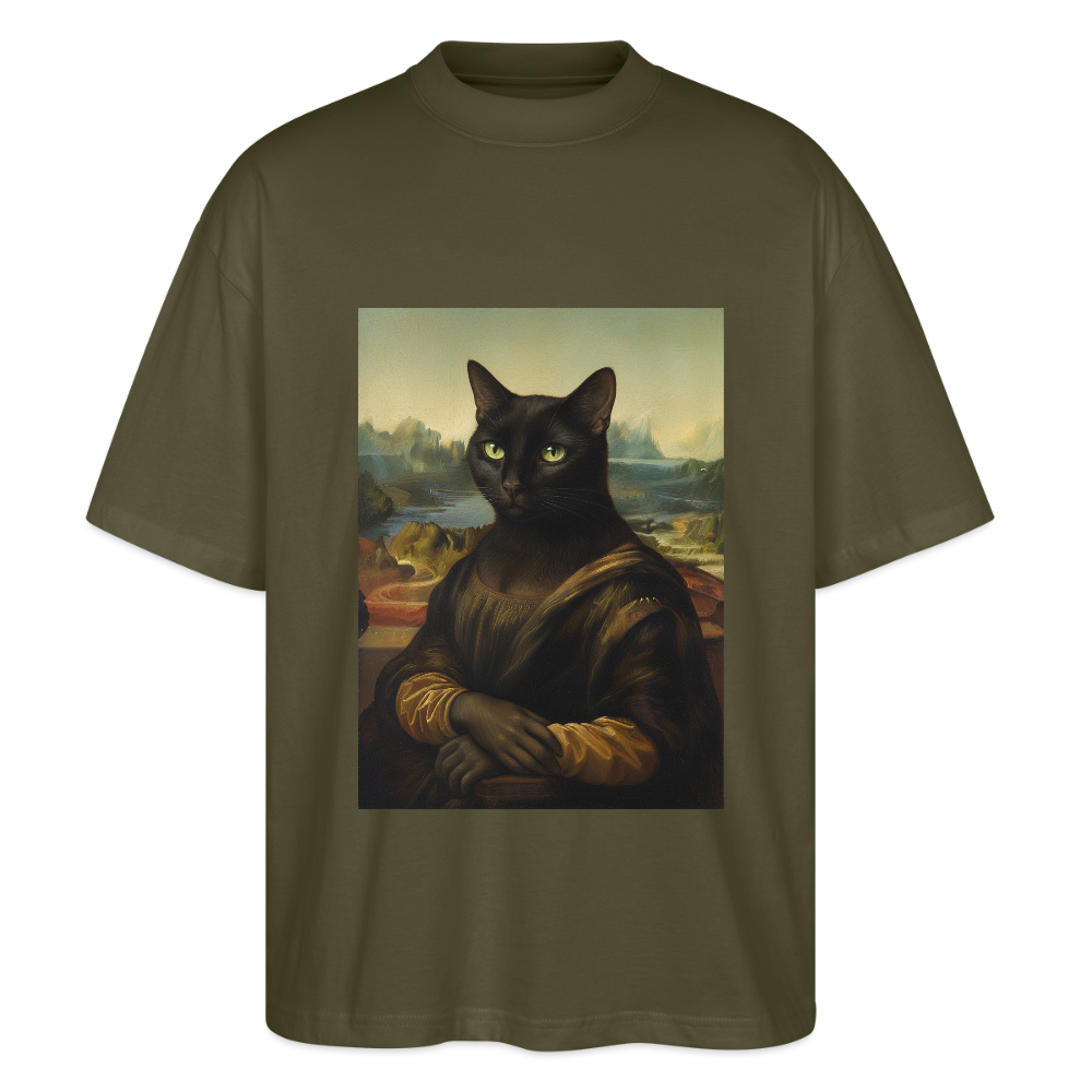 Mona Lisa… aber es ist eine Katze | Stanley/Stella Oversized Unisex Bio T-Shirt Blaster - Khaki