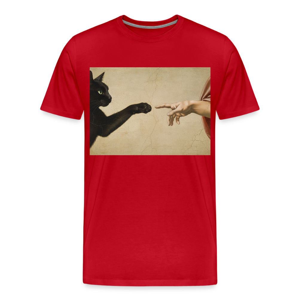Die Erschaffung Adams… aber die Katze war schneller | Männer Premium T-Shirt - Rot