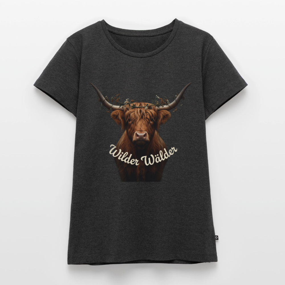 Wilder Wälder – Schwarzwald Highland Rind | Frauen Premium T-Shirt - Anthrazit meliert