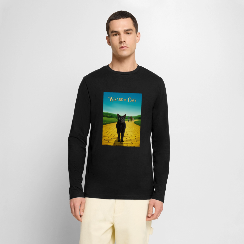 Wizard of Cats – Der gelbe Weg gehört Krümel | Männer Premium Bio Langarmshirt - Schwarz