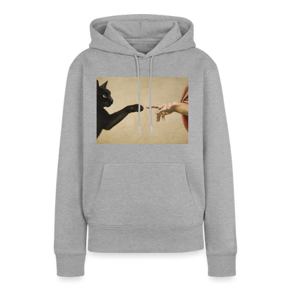 Die Erschaffung Adams… aber die Katze war schneller | Frauen Premium Hoodie - Grau meliert