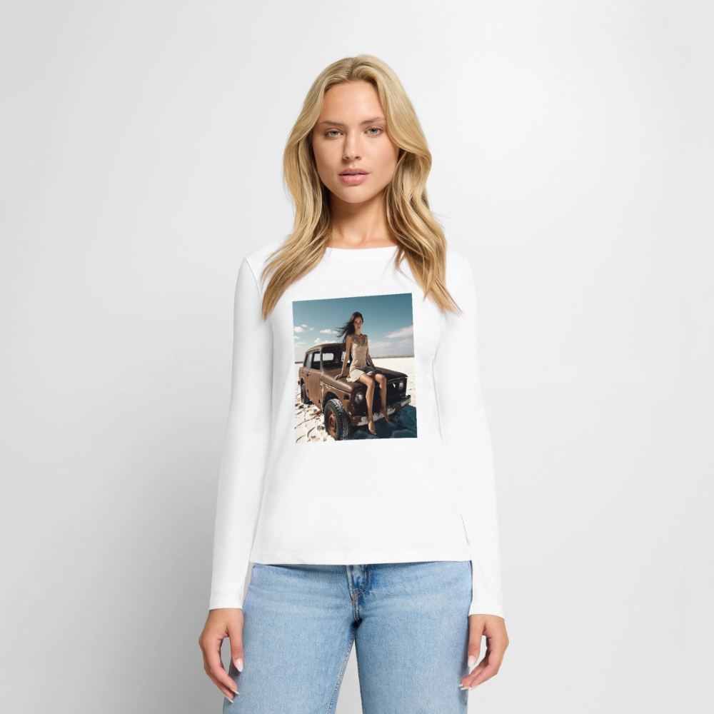 Warten auf irgendwas | Frauen Premium Bio Langarmshirt - Weiß