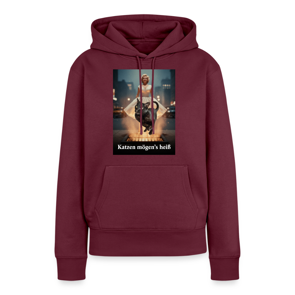 Katzen mögen’s heiß | Frauen Premium Hoodie - Burgunderrot