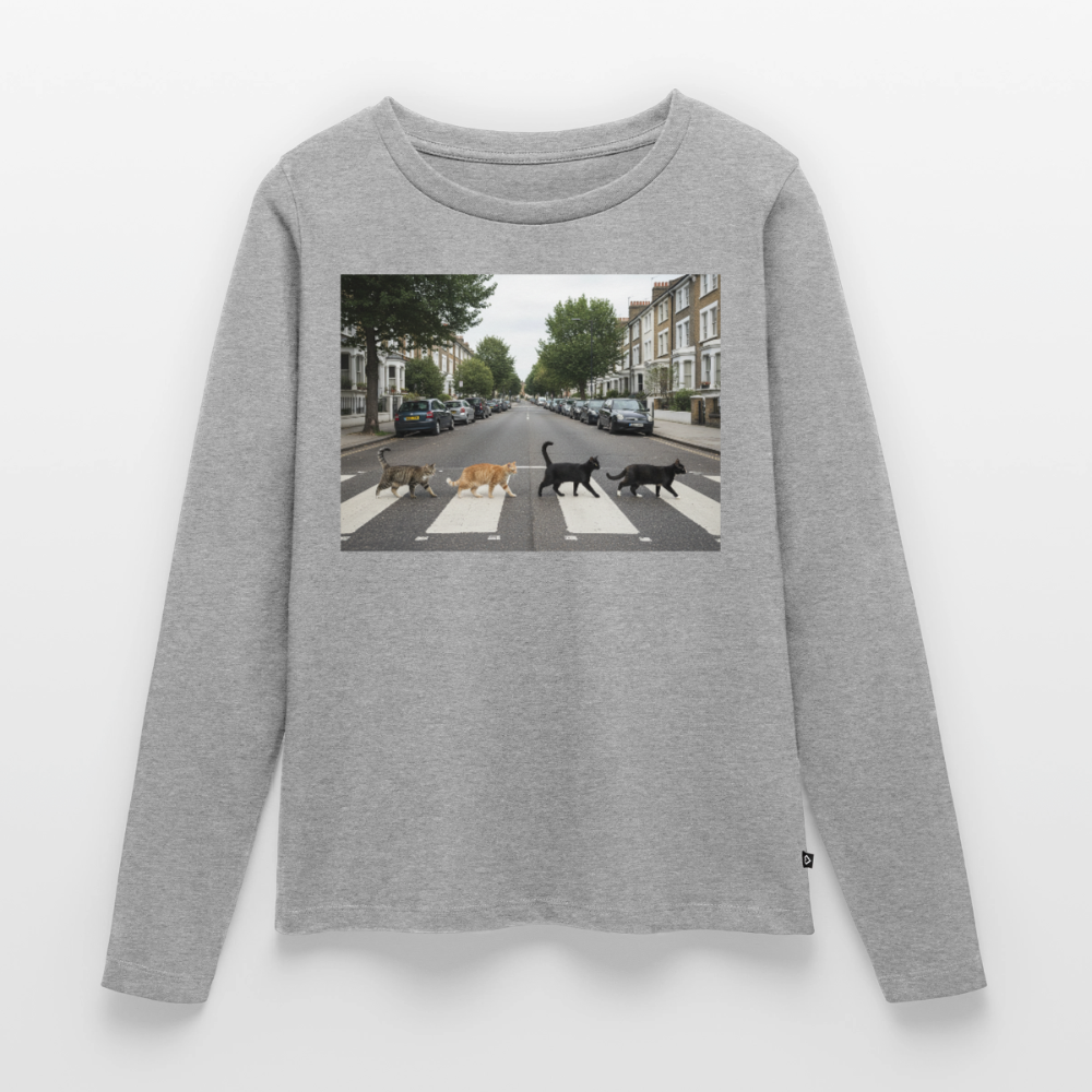 The Purrfect Crossing – Wir waren vor der Band da | Frauen Premium Bio Langarmshirt - Grau meliert
